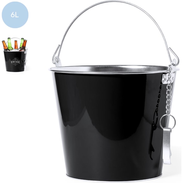 Cubo metálico personalizado con abridor y asa galvanizada (6 L)