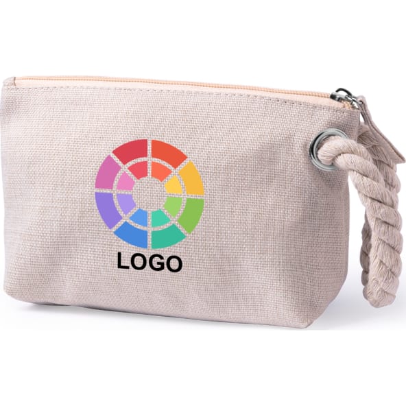 Neceser multiusos en algodón y poliéster con asa trenzada