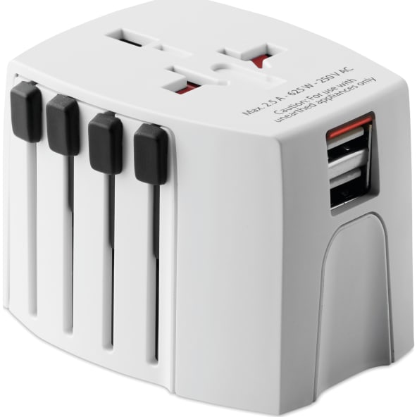 Adaptador de viaje con 2 puertos USB