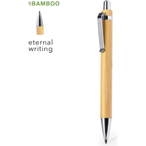 Lápiz infinito personalizado de bambú con clip metálico