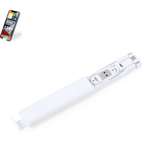 Set cables cargadores publicitario con estuche y soporte ABS
