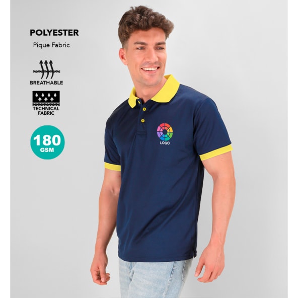 Polo técnico transpirable azul marino poliéster piqué Tecnic Rebon 180