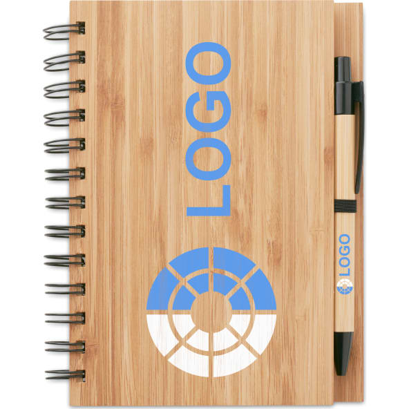 Cuaderno ecológico de bambú con bolígrafo a juego 13x18 cm