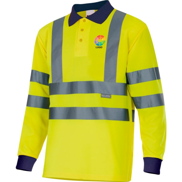 Polo bicolor alta visibilidad manga larga Velilla