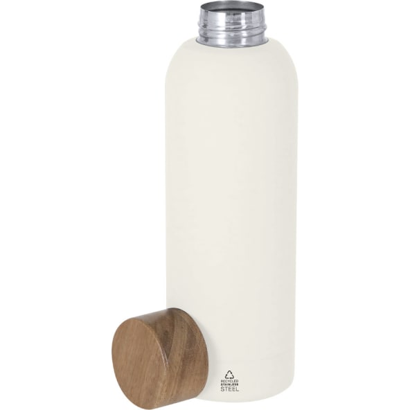 Bidón acero inox. reciclado con suave acabado y tapón madera acacia (700 ml)