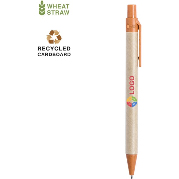 Bolígrafo sostenible de cartón reciclado y caña de trigo distintivo wheat straw