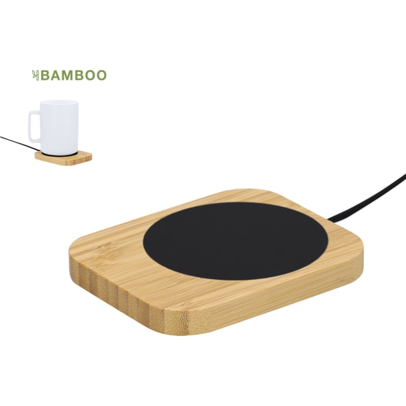 Calentador de tazas de bambú USB y tipo c personalizado