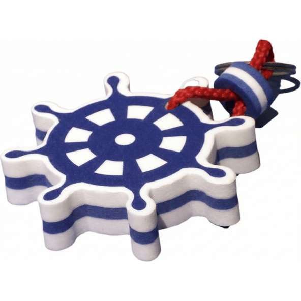 Llavero náutico flotante con silueta de timón en goma EVA personalizado con anillo