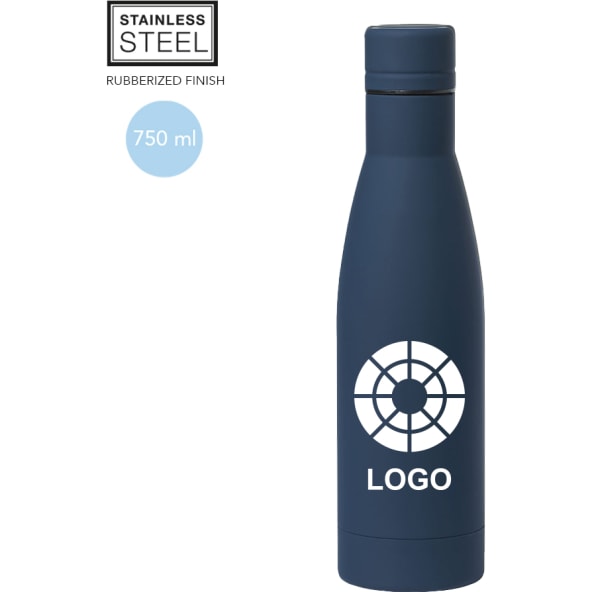 Bidón personalizado de acero inox con tacto de goma (750 ml)