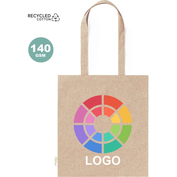 Bolsa eco personalizada de algodón reciclado grs de colores pastel 140g/m2