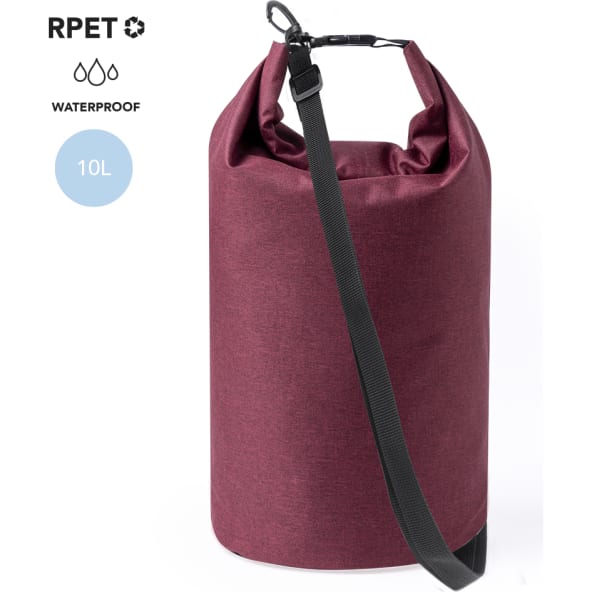 Bolsa estanca impermeable RPET con hebilla y mosquetón (10 L)