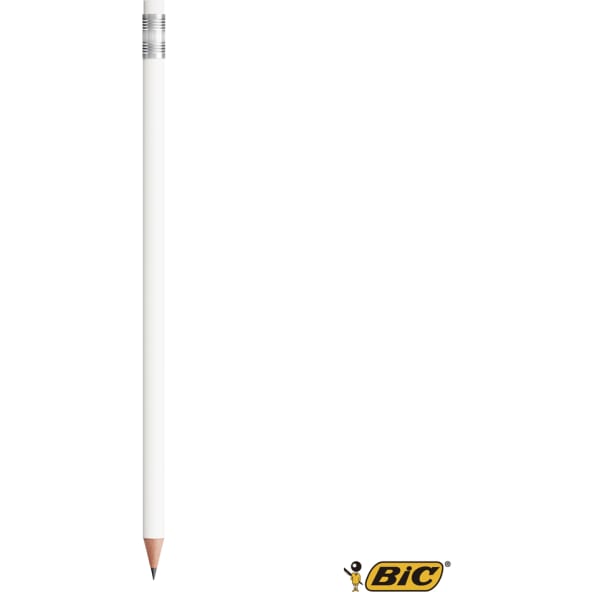 Lápiz blanco classic eco con goma personalizado BIC