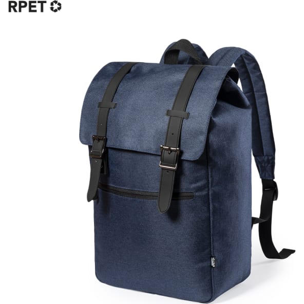 Mochila RPET 300d para portátil 15' con tiras y cierres de hebillas metálicos