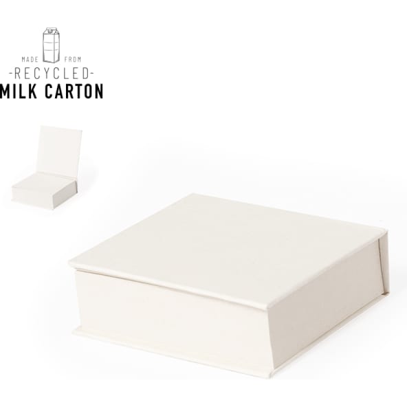 Portanotas personalizado de cartón de leche reciclado (7,5 x 8 cm)