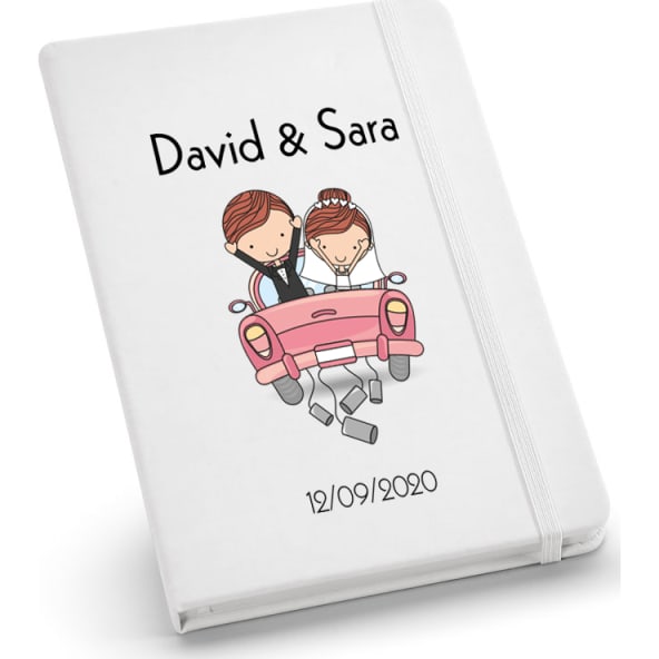 Libreta de tapa rígida con goma para boda 21 x 14 cm