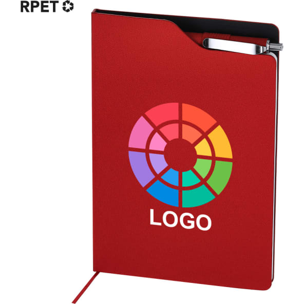 Bloc notas publicitario con bolígrafo con mecanismo pulsador 21.3 x 14.5 cm