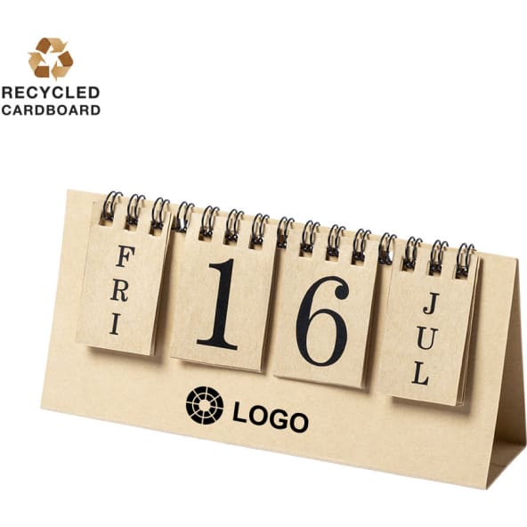 Calendario perpetuo de cartón reciclado personalizado