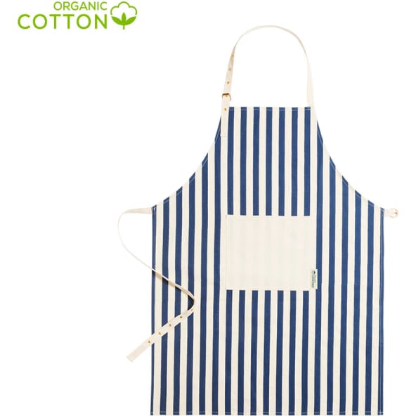 Delantal eco algodón orgánico a rayas con bolsillo frontal Kuirtel Kuirtel