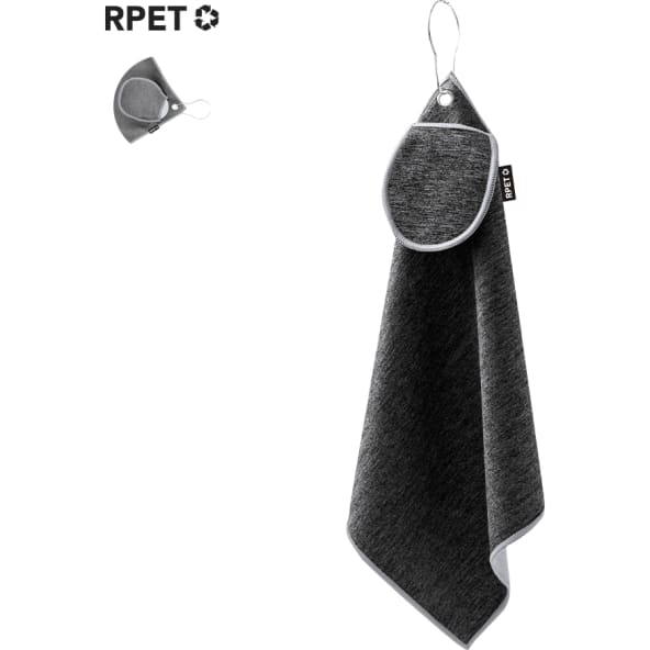 Toalla de golf con bolsillo para pelota poliester RPET 31x31cm Canrock