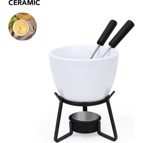 Fondue personalizada de cerámica y metal para 2 servicios