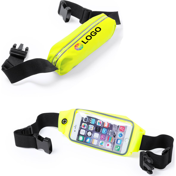 Riñonera en lycra con bolsillo en pv con función táctil