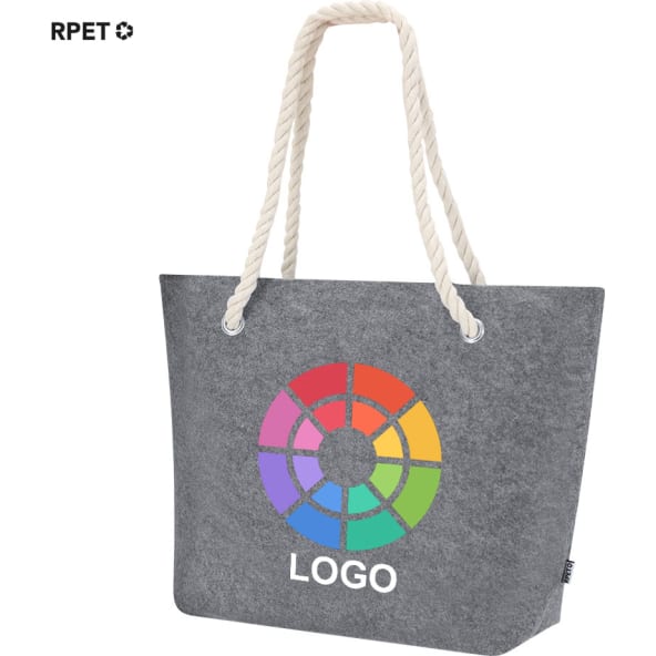 Bolsa publicitaria de fieltro reciclado RPET y asas de algodón
