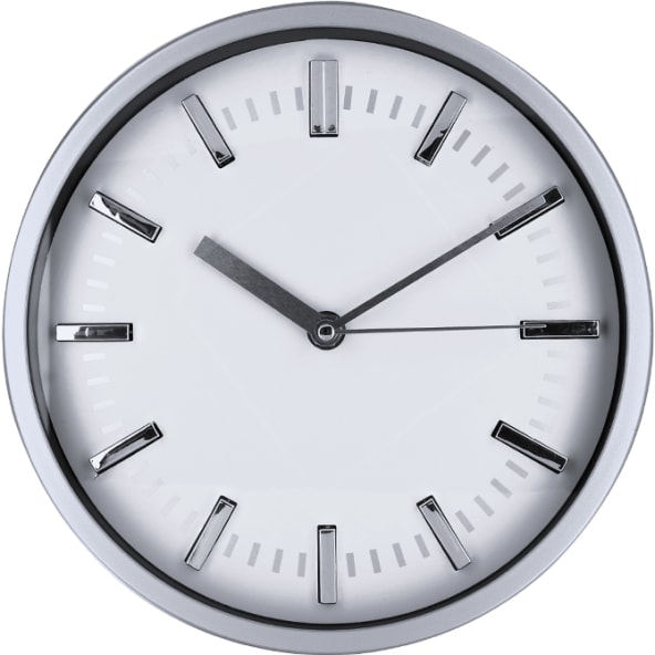 Reloj publicitario de pared con estructura de aluminio y vidrio