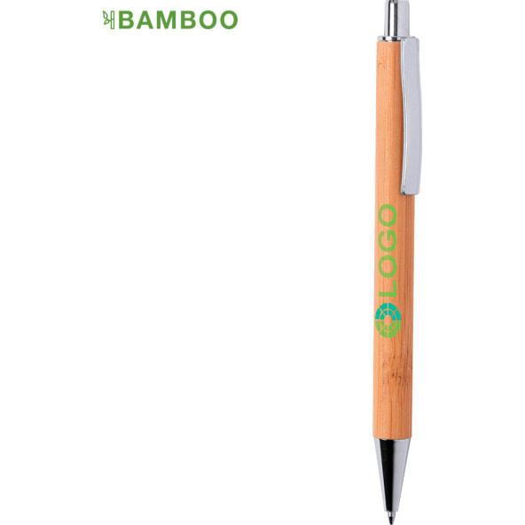 Bolígrafo ecológico de bambú con detalles metálicos