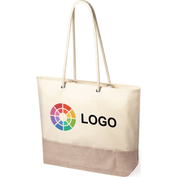 Bolsa de playa personalizada de yute y algodón 48 x 35 x 15 cm