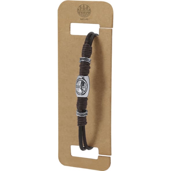 Pulsera de piel personalizada con charm de paz