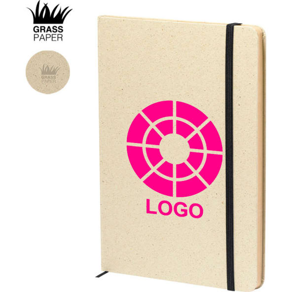 Bloc notas A5 personalizado en papel de hierba reciclada 14 x 21 cm