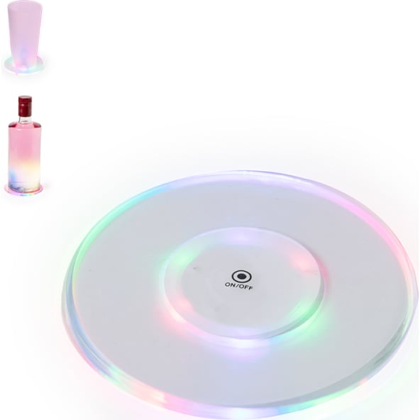 Posavasos grande de acrílico de luces LED multicolor publicitario