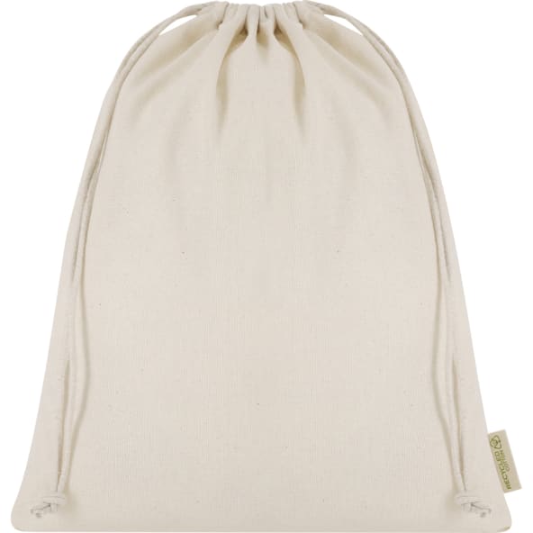 Mochila saco algodón reciclado RPET 120 con cordones ajustables