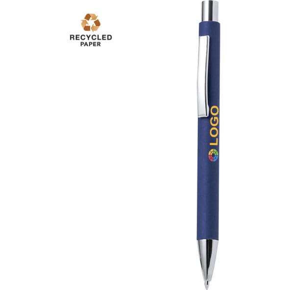 Bolígrafo eco personalizado de papel reciclado y accesorios plateado brillante