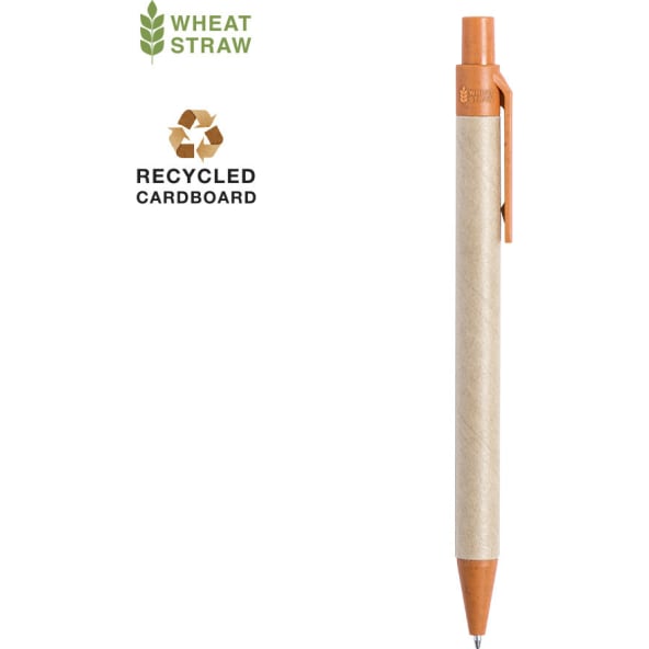 Bolígrafo sostenible de cartón reciclado y caña de trigo distintivo wheat straw