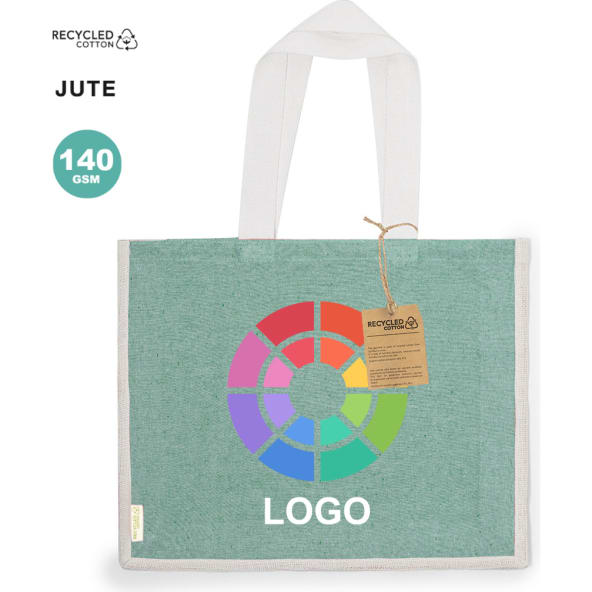 Bolsa publicitaria de yute y algodón reciclado 140 g/m2 45 x 36 x 11 cm