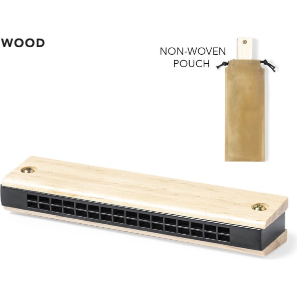 Armónica personalizada de madera de pino con funda elegante