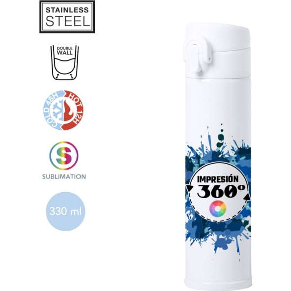 Termo de acero inox impreso en 360º a todo color (330 ml)