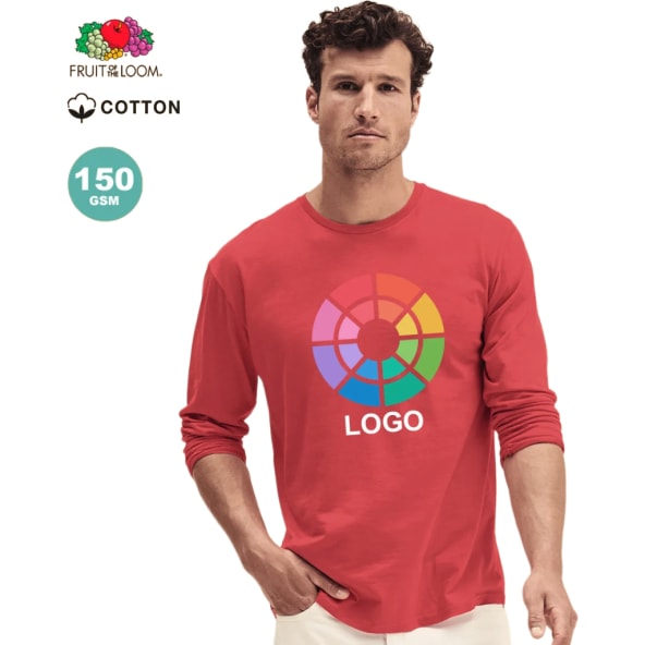Camiseta manga larga personalizada algodón Iconic Long Sleeve T Fruit Of The Loom