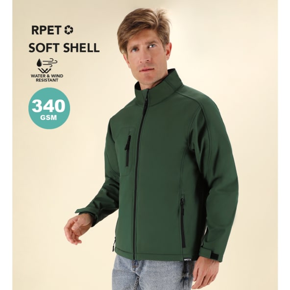 Chaqueta soft shell triple capa resistente RPET impermeable 340gsm Grifter