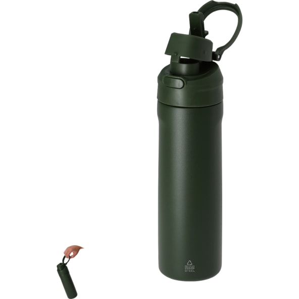 Bidón térmico acero inox reciclado con cierre hermético pajita y práctica asa (700 ml)