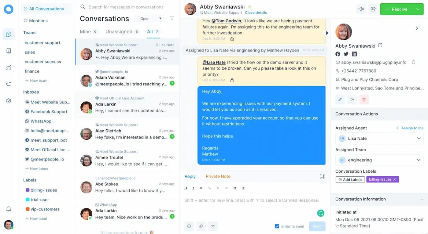 Interface de E-mail compartilhado GWhats (time ou privado)