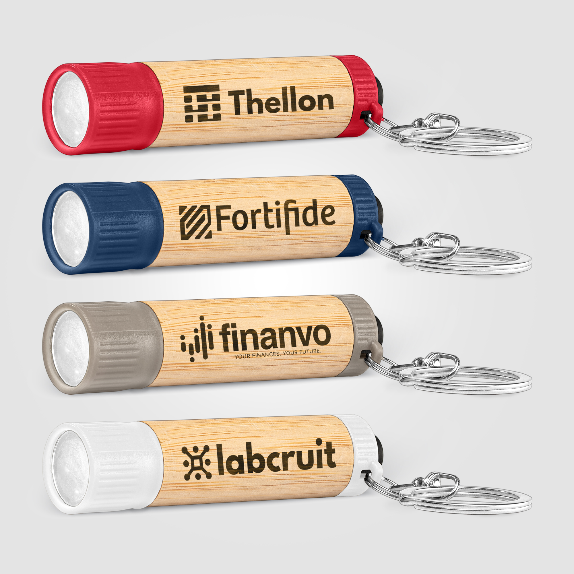 Bamboo LED Flashlight with Keyring