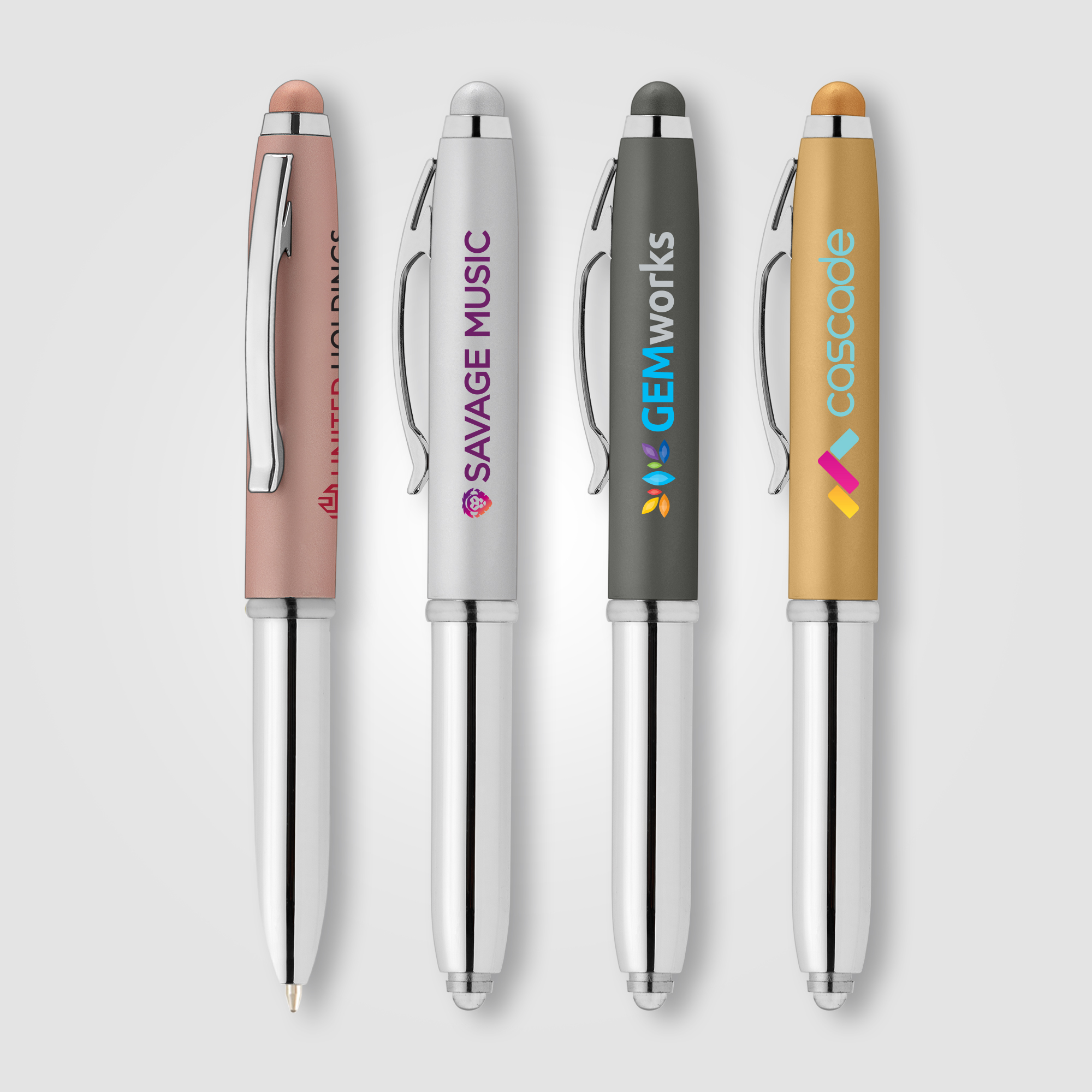 Vivano Softy Metallic Pen w/ LED Light and Stylus 24