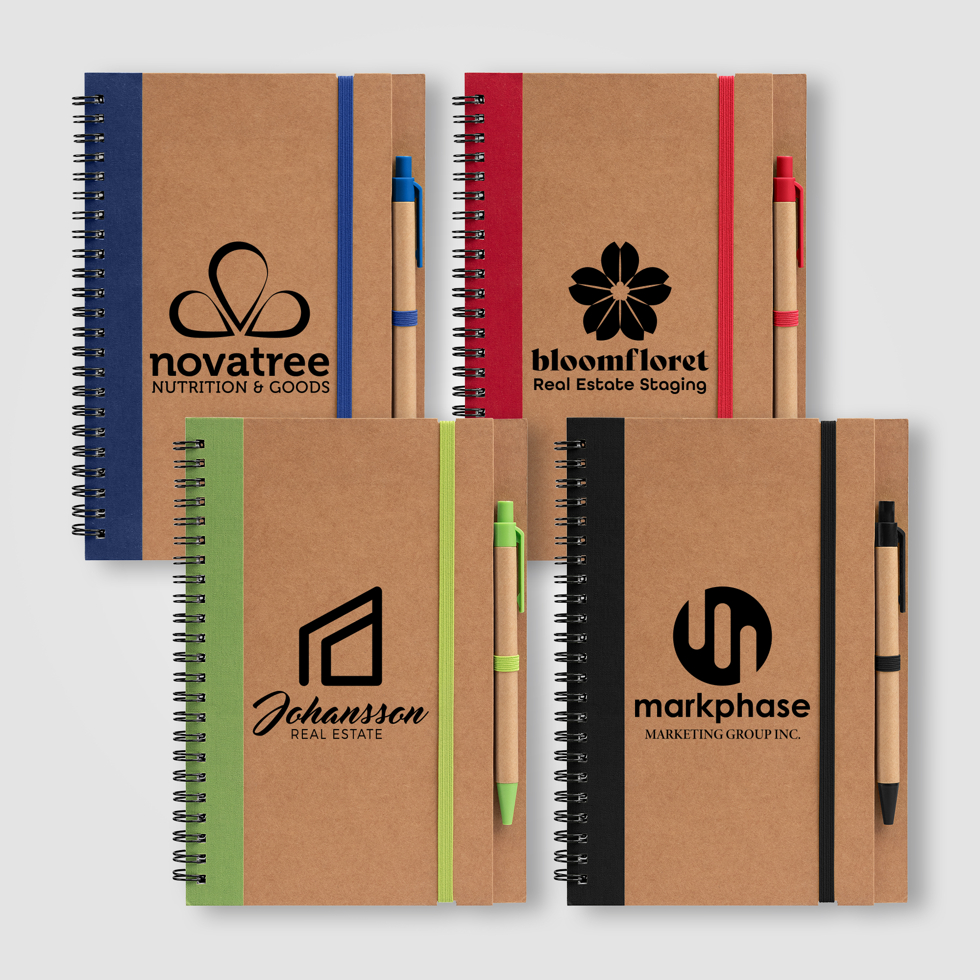 Kraft Hard Cover Spiral Notebook with Pen 16