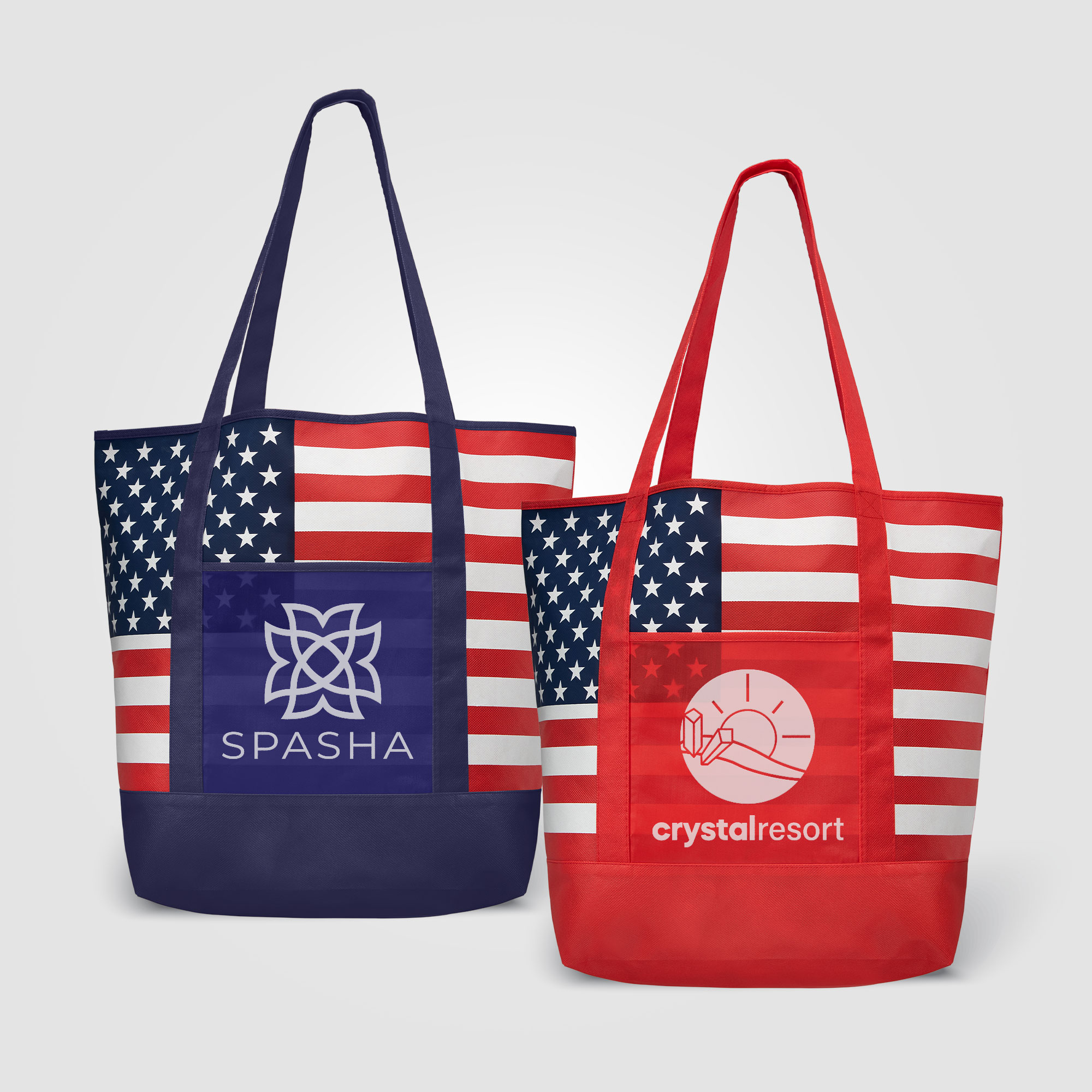 American Flag Non-Woven Tote Bag w/ 210D Pocket 1