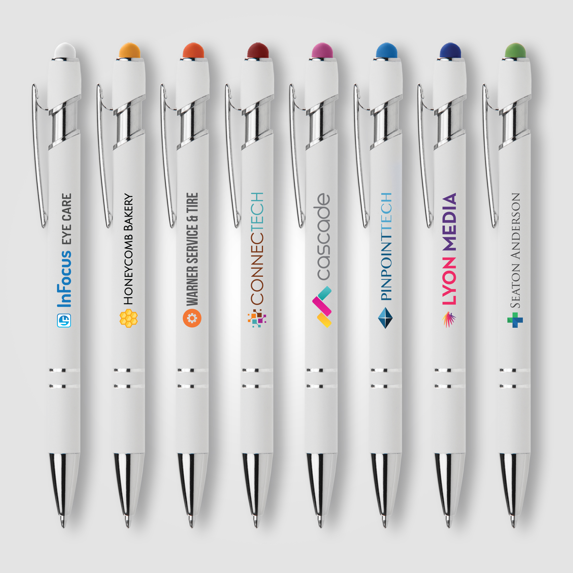 Ellipse Softy White Barrel Metal Pen w/ Stylus 8