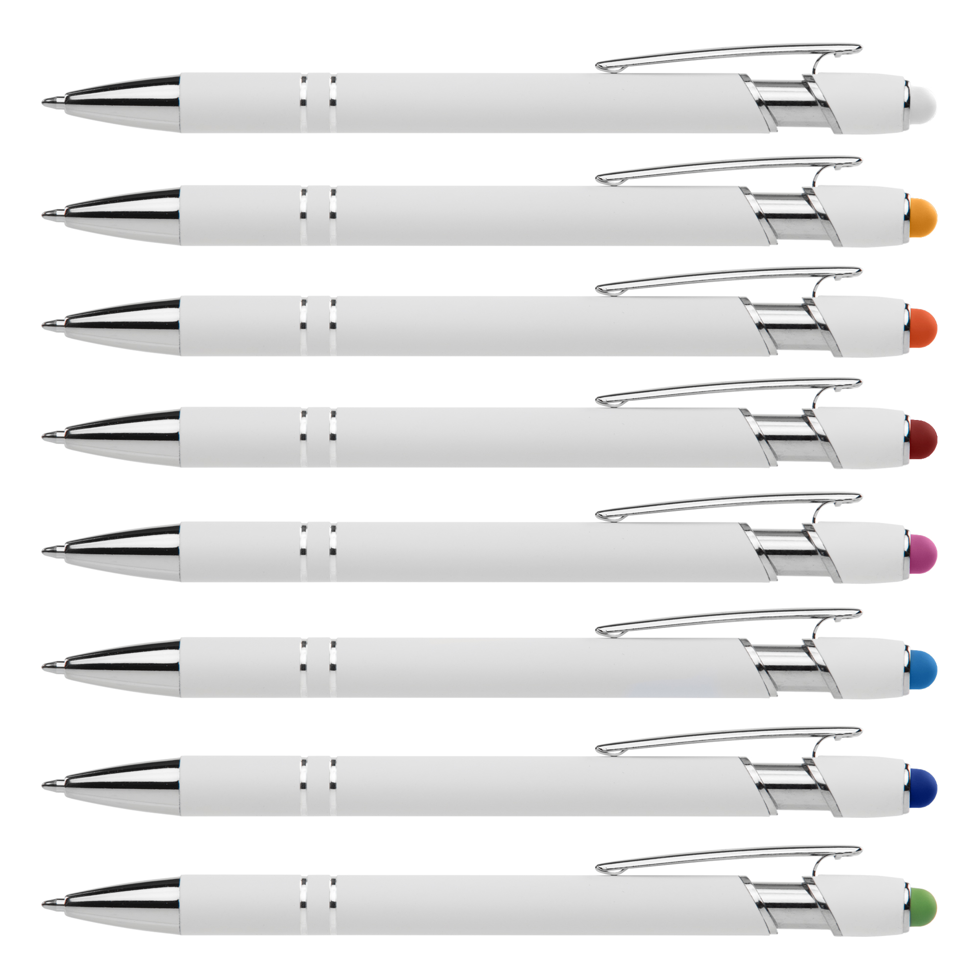 Ellipse Softy White Barrel Metal Pen w/ Stylus 19