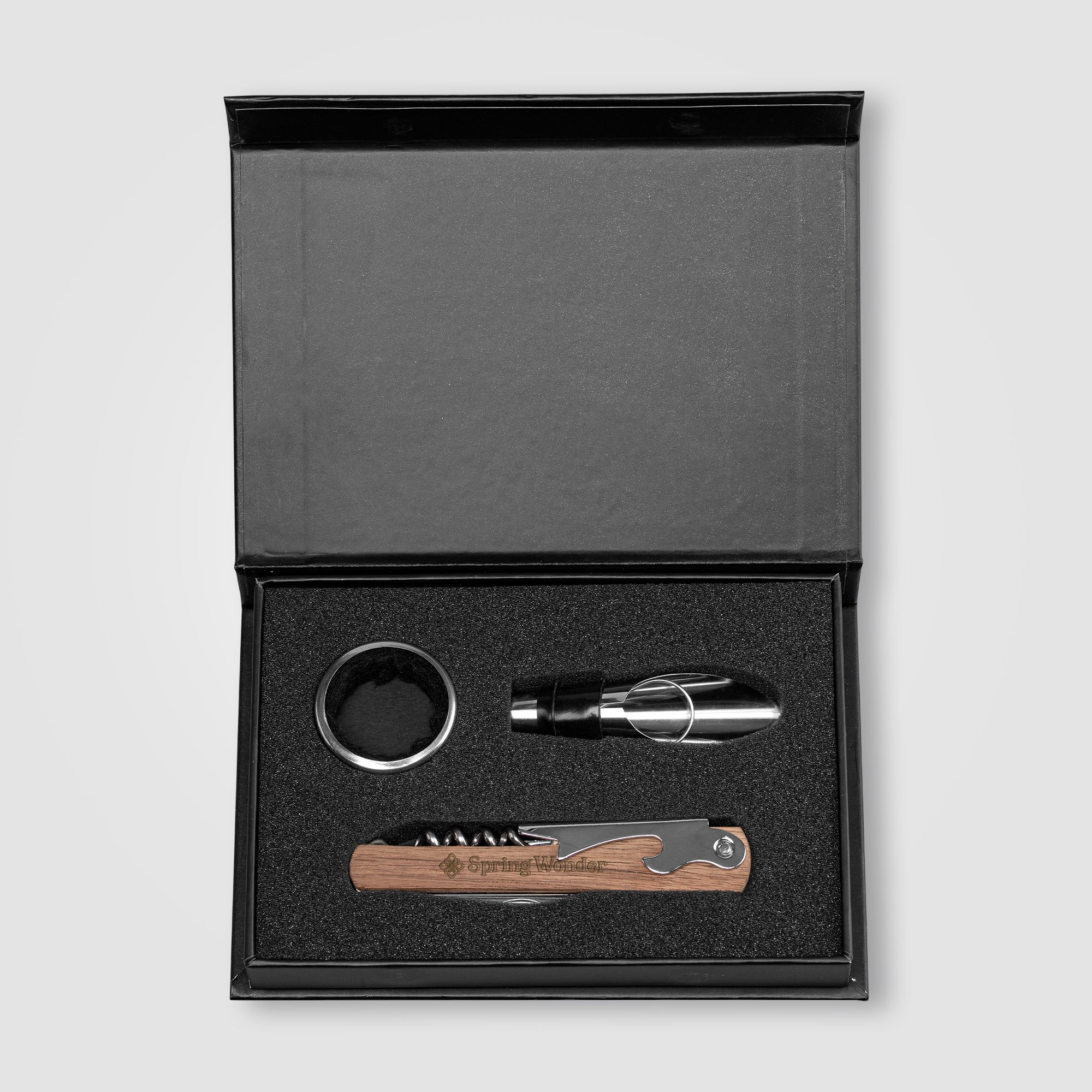 Essex Stainless Steel & FSC Wood Wine Accessory Gift Set - 3 Pcs