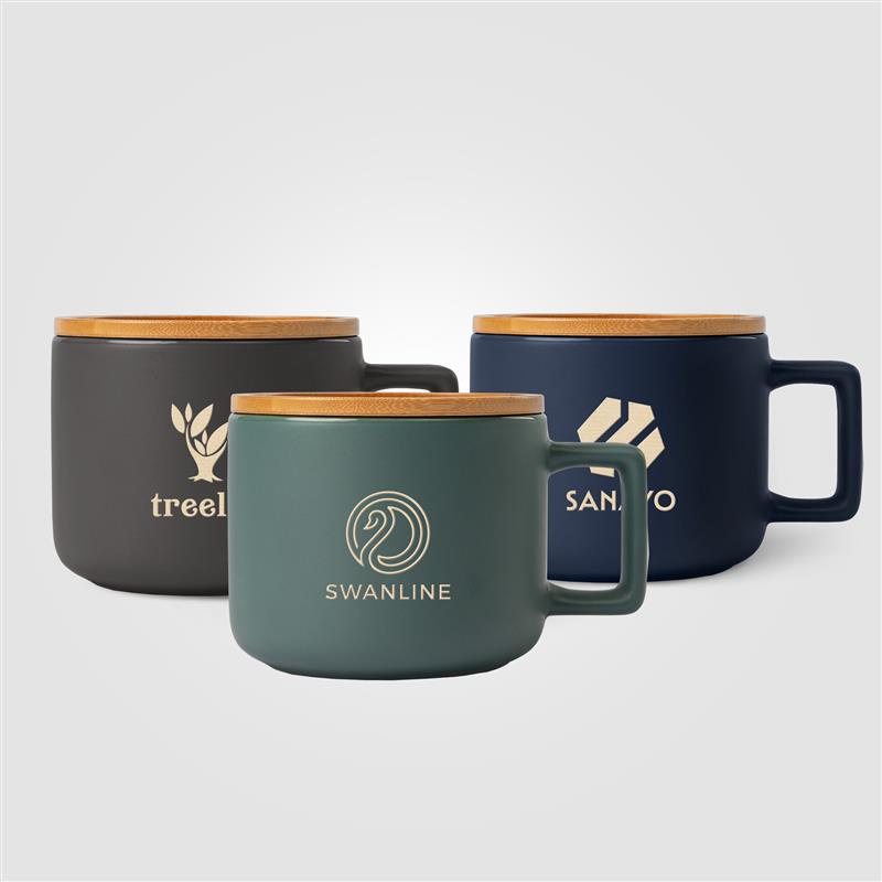 Café Virtuoso - 12 oz. Ceramic Mug with Bamboo Lid - Ceram-X